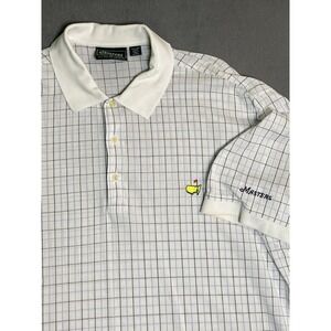 Masters Collection Golf Polo Men's XL Window Pane Plaid On White Small Flaws See